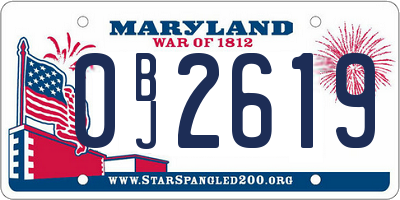 MD license plate 0BJ2619