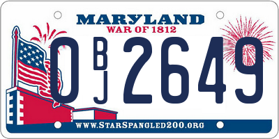 MD license plate 0BJ2649