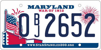 MD license plate 0BJ2652