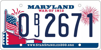 MD license plate 0BJ2671
