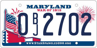 MD license plate 0BJ2702