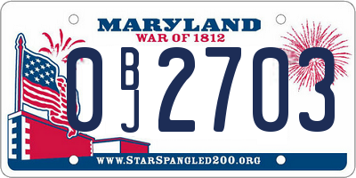 MD license plate 0BJ2703