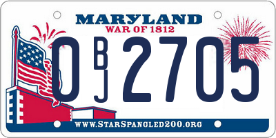 MD license plate 0BJ2705