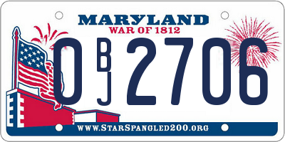 MD license plate 0BJ2706