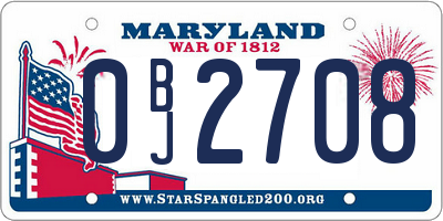 MD license plate 0BJ2708