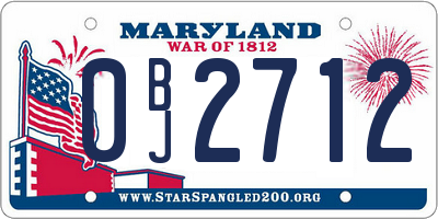 MD license plate 0BJ2712