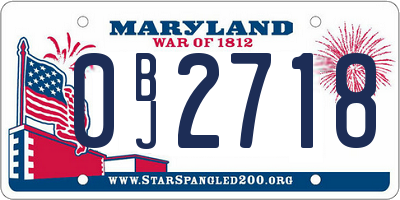 MD license plate 0BJ2718