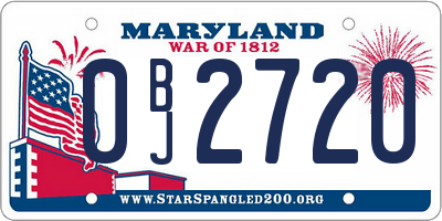 MD license plate 0BJ2720