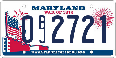 MD license plate 0BJ2721