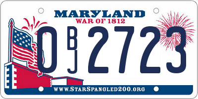 MD license plate 0BJ2723
