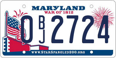 MD license plate 0BJ2724