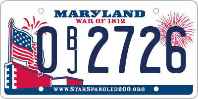 MD license plate 0BJ2726