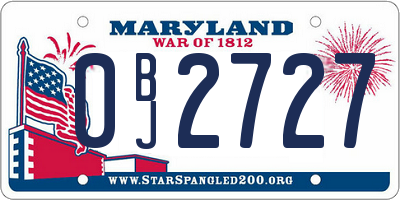 MD license plate 0BJ2727