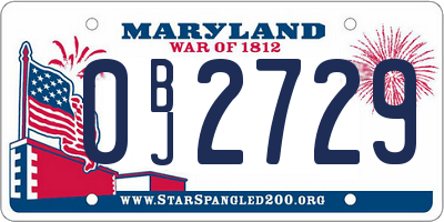 MD license plate 0BJ2729