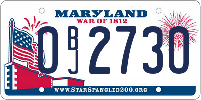 MD license plate 0BJ2730