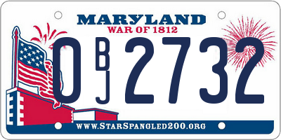 MD license plate 0BJ2732