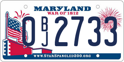 MD license plate 0BJ2733