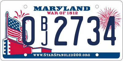 MD license plate 0BJ2734
