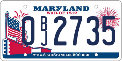 MD license plate 0BJ2735