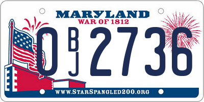 MD license plate 0BJ2736