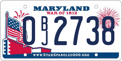 MD license plate 0BJ2738