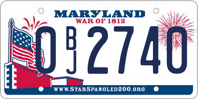 MD license plate 0BJ2740