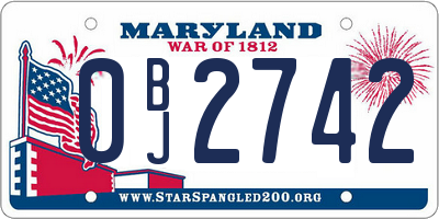MD license plate 0BJ2742