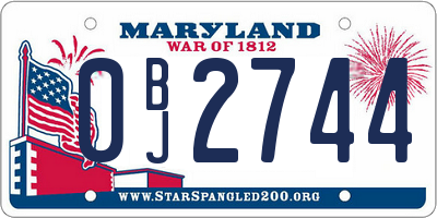 MD license plate 0BJ2744