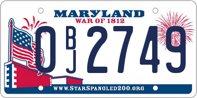 MD license plate 0BJ2749