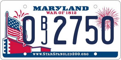 MD license plate 0BJ2750