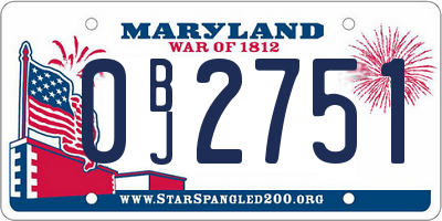 MD license plate 0BJ2751