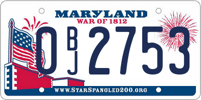 MD license plate 0BJ2753