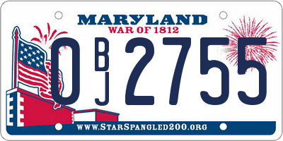 MD license plate 0BJ2755