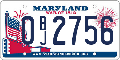 MD license plate 0BJ2756