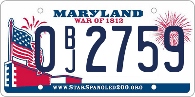 MD license plate 0BJ2759