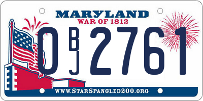 MD license plate 0BJ2761