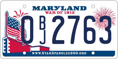 MD license plate 0BJ2763