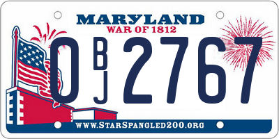 MD license plate 0BJ2767