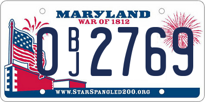 MD license plate 0BJ2769
