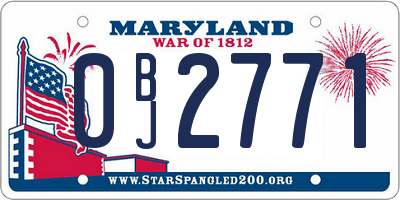 MD license plate 0BJ2771
