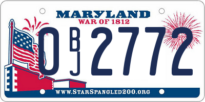 MD license plate 0BJ2772