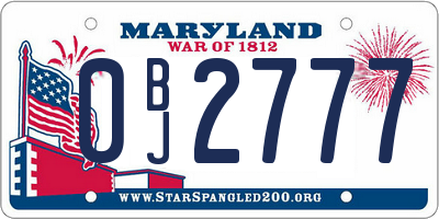 MD license plate 0BJ2777