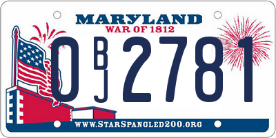 MD license plate 0BJ2781