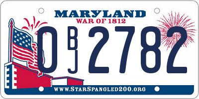 MD license plate 0BJ2782
