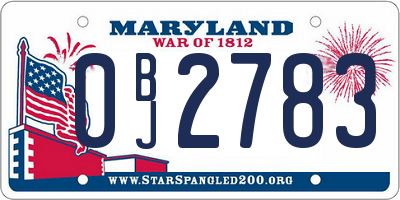 MD license plate 0BJ2783