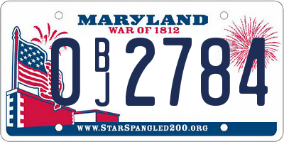 MD license plate 0BJ2784