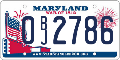 MD license plate 0BJ2786