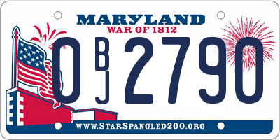 MD license plate 0BJ2790