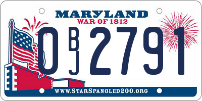 MD license plate 0BJ2791