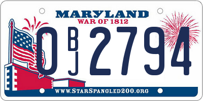 MD license plate 0BJ2794